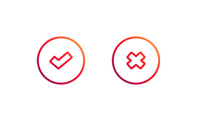 Check mark correct and wrong icon. Vector illustration.