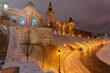 Szczecin noca, zima charakterystyczne punkty