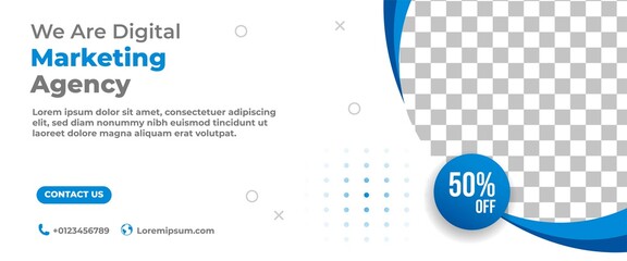 Modern web banner template design for digital business agency.