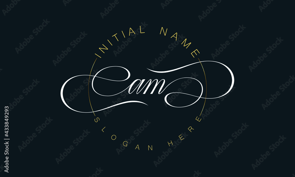 Image vectorielle Stock AM/MA cursive letter stylish luxury logo in ...