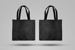 Mockup black tote bag fabric for shopping, mock up canvas bag textile with reusable.