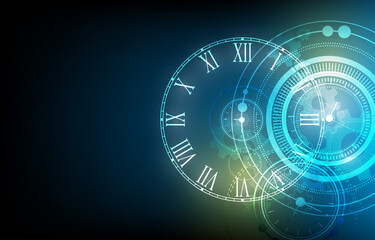 Sticker - Vector technology clock wallpaper.futuristic background