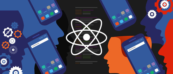 Wall Mural - react native mobile programming coding developer software smartphone cogs line of code