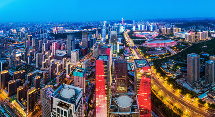 Wall Mural - Aerial photography of Jinan Jingshi Road CBD night view