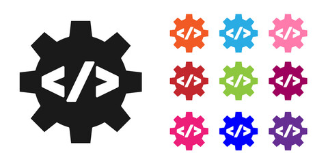 Black Web design and front end development icon isolated on white background. Set icons colorful. Vector