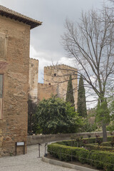 Sticker - Vertical shot of an ancient building of the Alhambra of Granada, Andalucia, Spain