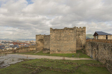 Canvas Print - Closeup shot of an ancient castle in Ponferrada of the province of Leon Spain