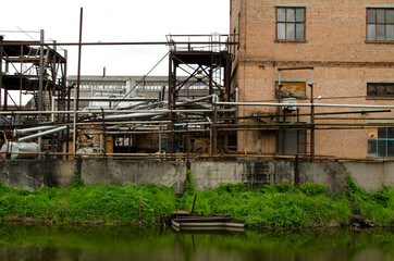 View of factory pipeline and buildings