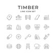 Set line icons of timber industry