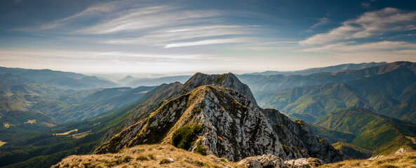 Hiking on Piatra Craiului mountain ridge
