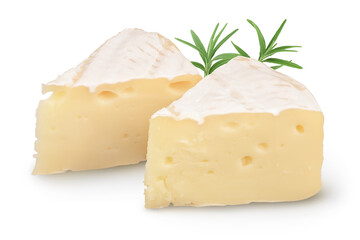 Wall Mural - Camembert cheese sliced isolated on white background with clipping path and full depth of field