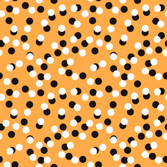 Poster - Black and white dots and yellow fur color. Vector and seamless.