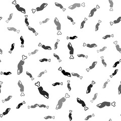 Sticker - Black Scary horrible zombie finger icon isolated seamless pattern on white background. Happy Halloween party. Vector