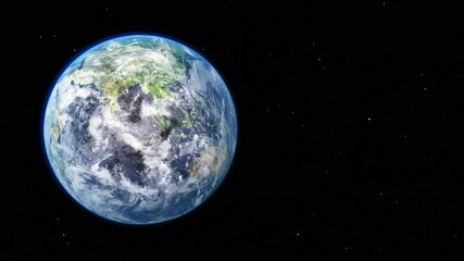 Wall Mural - sunrise and and cloudy rotate on the earth in space with star in universe. world realistic atmospher