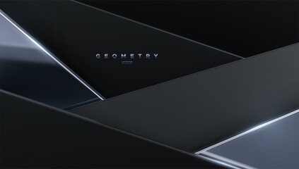 Wall Mural - abstract background with black and silver geometric shapes.
