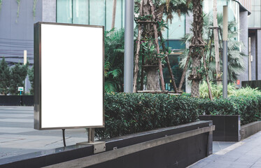 Wall Mural - big blank billboard white led screen vertical outstanding in the city side the road traffic for disp