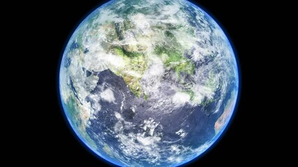Wall Mural - sunrise and and cloudy rotate on the earth in space with star in universe. world realistic atmospher