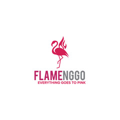 Poster - fire flamingo logo design template