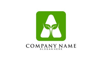 Letter A nature leaf icon logo