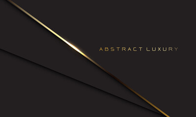Wall Mural - Abstract luxury gold line shadow overlap on dark grey background design modern vector illustration.