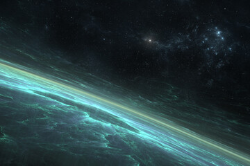 Wall Mural - horizon of a distant alien world fds