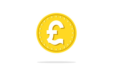 pound currency coin yellow icon isolated on white