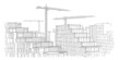 Construction of modern buildings line illustration. Architectural sketch. Vector. 