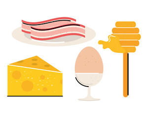 Wall Mural - breakfast food icons