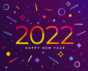 Wall Mural - Banner for 2022 insta colors new year. Modern design card, poster with geometric shapes and wishing happy holiday.Great for flyers, greetings, invitations. congratulations. Template for app. Vector