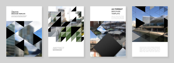 Canvas Print - a4 brochure layout of covers design template with triangles, triangular pattern for flyer leaflet, a