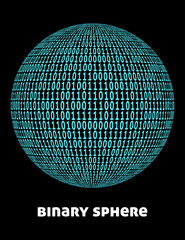 Fototapete - Binary sphere. Ball textured with ones and zeros