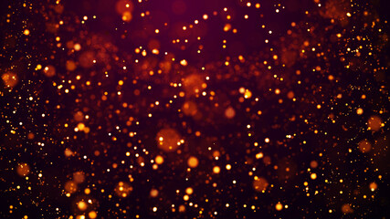 Wall Mural - golden red glow particles flicker and float in viscous liquid with amazing bokeh. fantastic backgrou