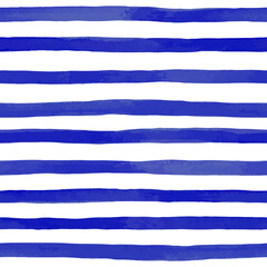 Beautiful seamless pattern with blue watercolor stripes. hand painted brush strokes, striped background. Vector illustration