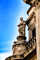 Wall Mural - Tower bell, sculptures and carved stone details of the Cathedral of Murcia