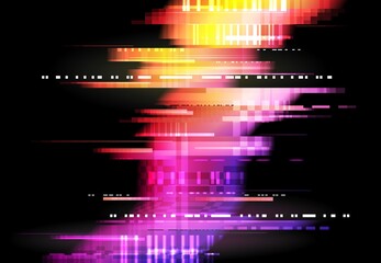 Leinwandbilder - Glitch monitor or TV screen, VHS cassette collapse and program error. Distorted square pixels, digital signal loss horizontal lines vector background. Screen failure, system bug, data transfer problem