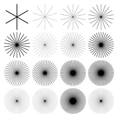 Aufkleber - Radial lines, stripes. Radiating streaks, strips. Beams, rays, starburst, sunburst element