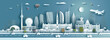 Illustration travel landmarks architecture Canada in toronto famous with social city.