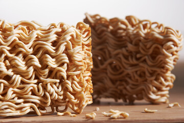 close up of dried food instant noodle