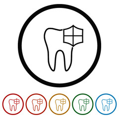 Wall Mural - Tooth protection and care ring icon color set