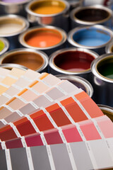 Wall Mural - Open paint cans with a brush, Rainbow colors