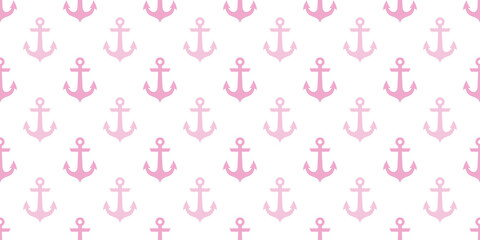 Anchor seamless pattern, pink and white vector background