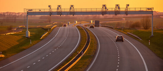 Wall Mural - Empty highway at sunset	