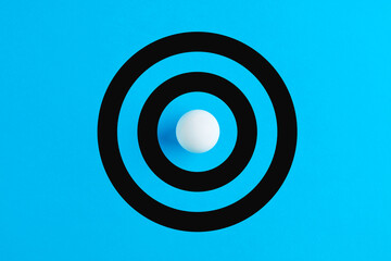 Wall Mural - table tennis ball as the bulls eye of a target. goal, aim or success achievement