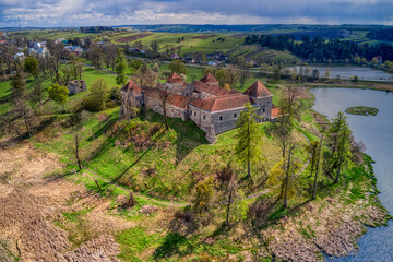 Sticker - Aerial shot of Svirzh Castle in Ukraine