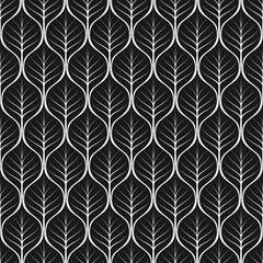  Art-Deco pattern, black leaves. Vector seamless pattern, made in Art-Deco style.