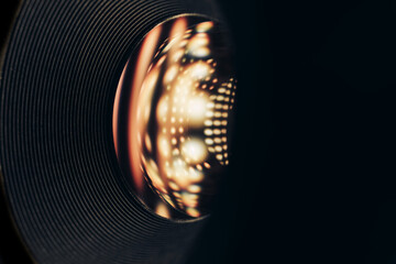 Poster - Beautiful abstract camera lens background multi colored glass reflection.