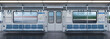 Subway car empty interior, metro cross section, 3d rendering