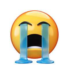 Sticker - Crying emoji isolated on white background, emoticon in tears 3d rendering