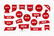 © ket4up - New Tags Collection. Big Set of New Stickers. Red Realistic Promo Labels and Ribbons. New Collection Signs. Vector illustration