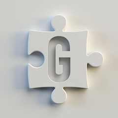 Sticker - Jigsaw font 3d rendering, puzzle piece letter G